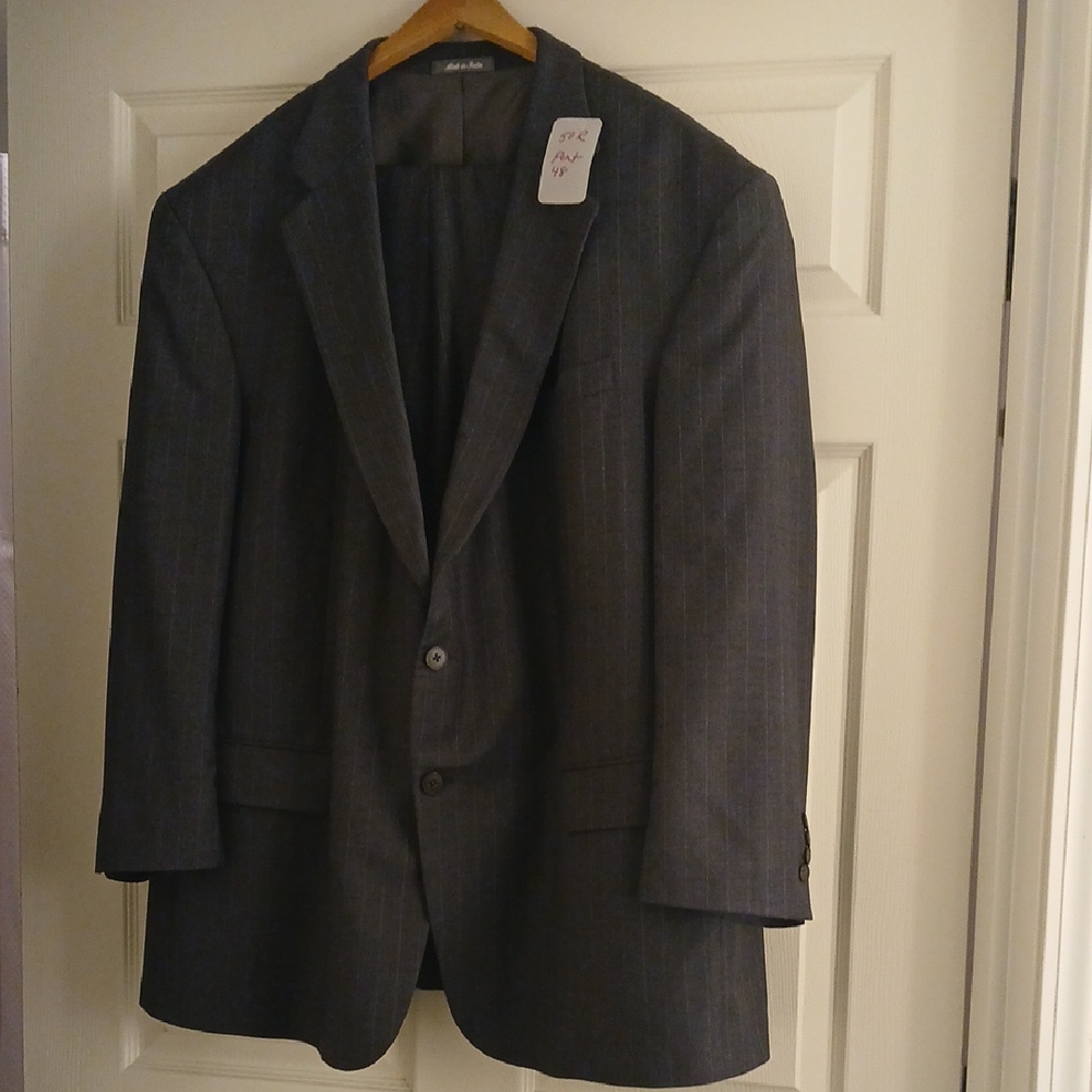 Oscar de la Renta Charcoal Pinstripe Suit Jacket And Pants